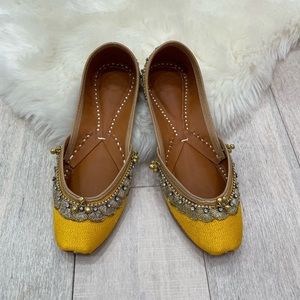 Red Sole Flats in Yellow